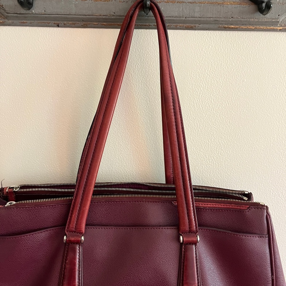 Tumi Red Shoulder Bag with Polished Leather Finish